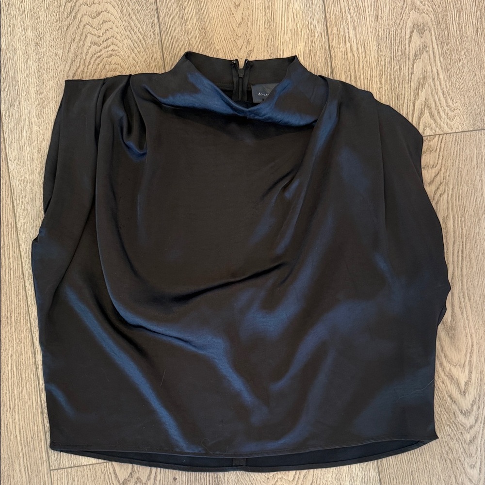 Line & Dot Black Satin Blouse